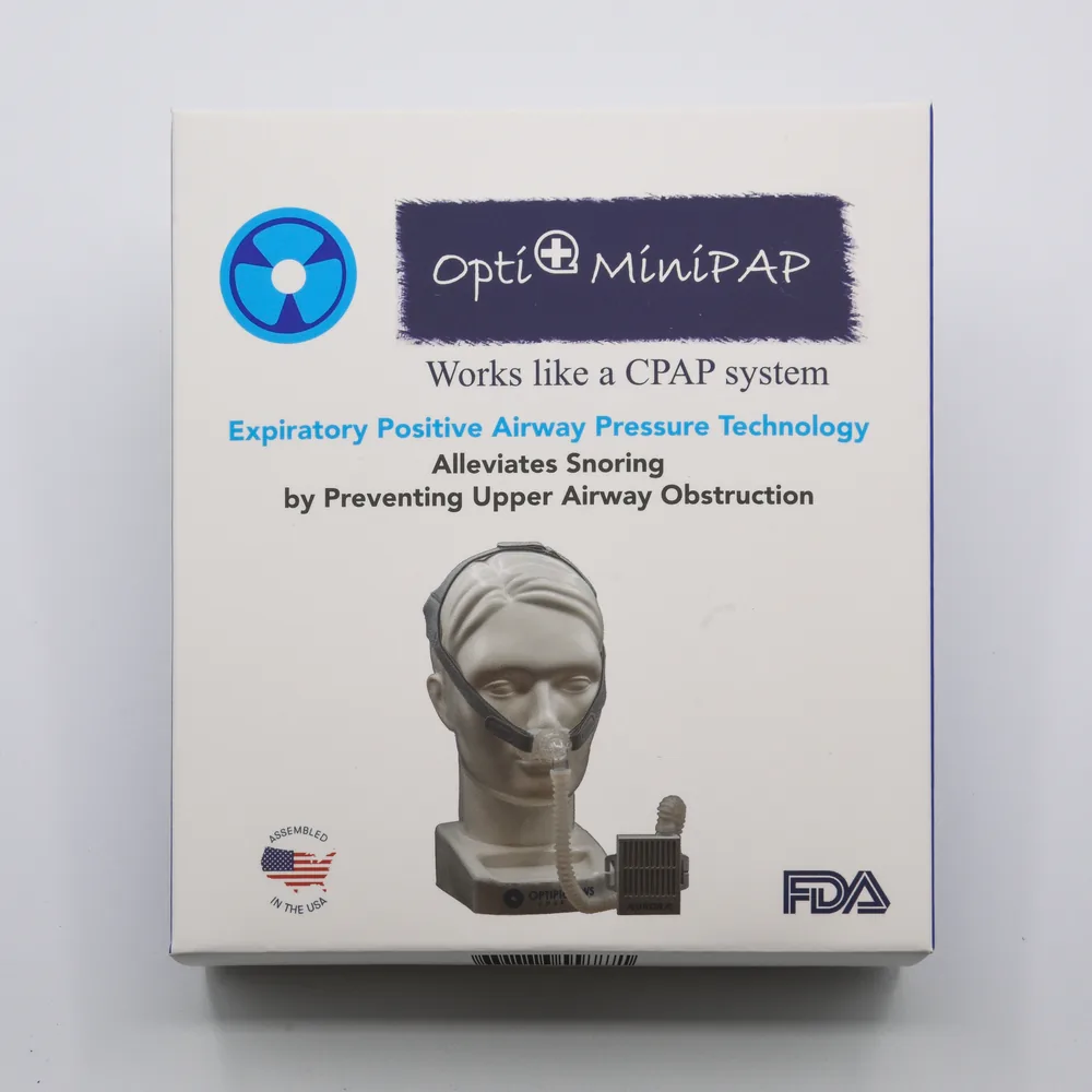 Front of the Opti+ MiniPAP retail box