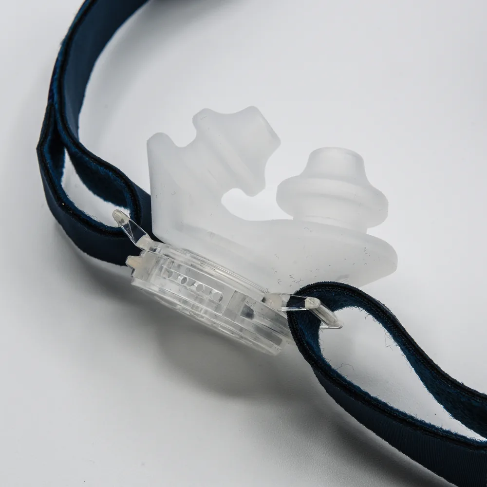 The same mask with navy headgear — headgear ships in navy or grey